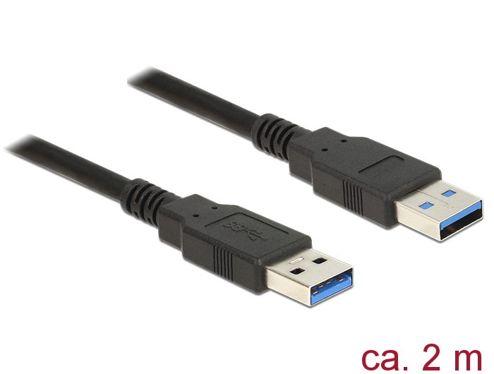 Kabel USB 3.0 Typ-A Stecker an USB 3.0 Typ-A Stecker, schwarz, 2,0m
