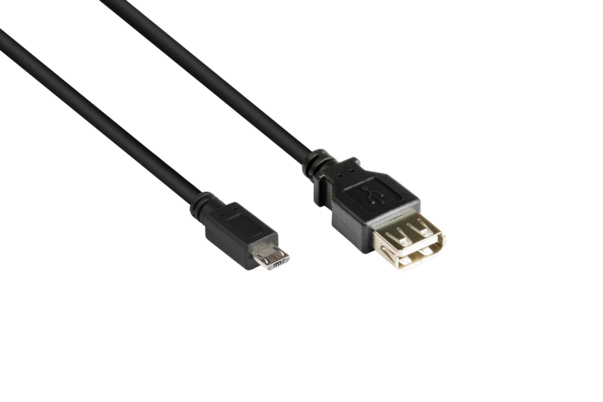 Adapterkabel USB 2.0 OTG (On-the-go), Stecker Micro B an Buchse A, schwarz, 0,1m