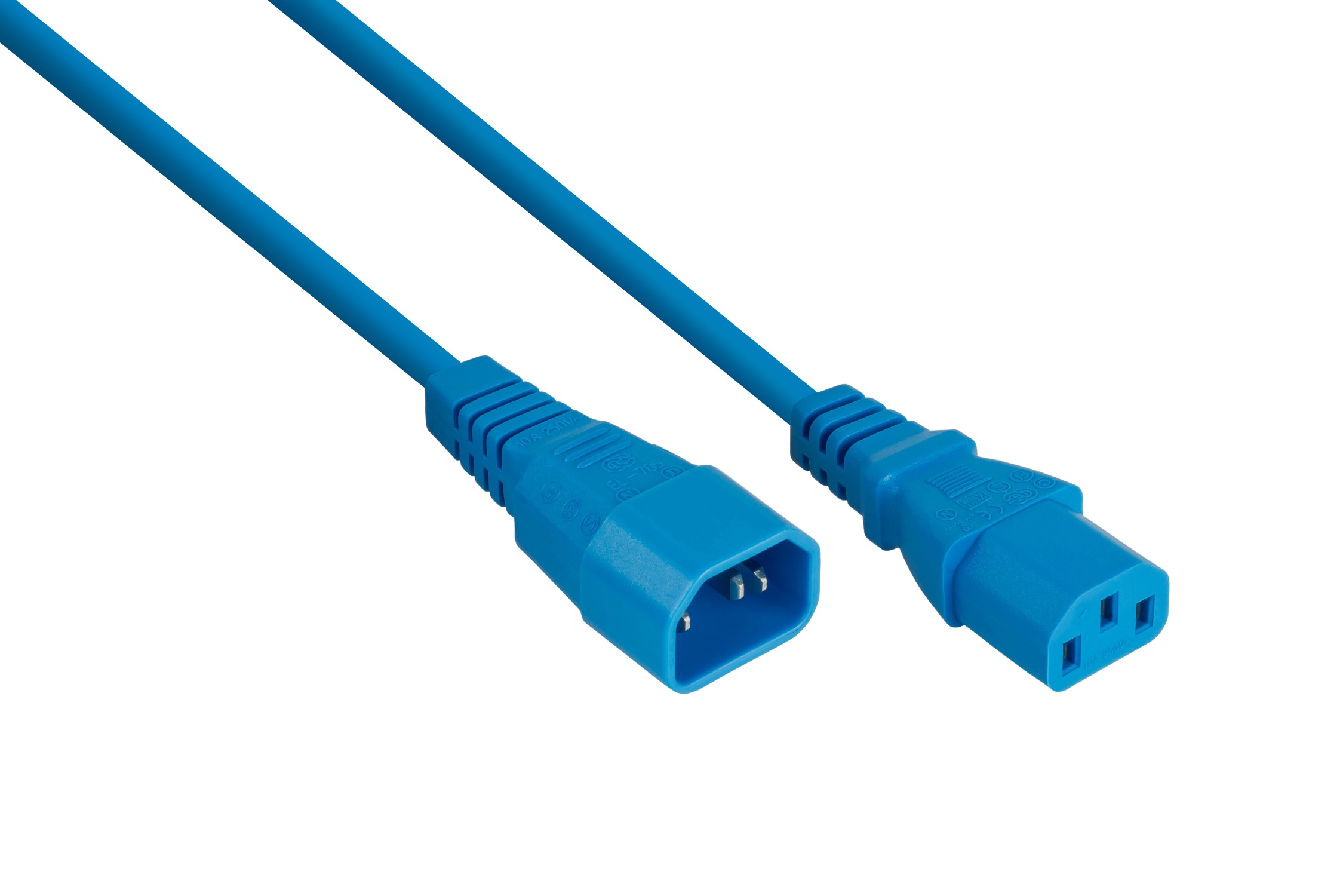 kabelmeister® Kaltgeräteverlängerung Kaltgeräte-Stecker C14 an Kaltgeräte-Buchse C13, blau, 1,00mm², 3m
