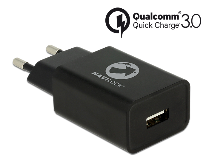 Ladegerät 1 x USB Typ A mit Qualcomm® Quick Charge™ 3.0 schwarz