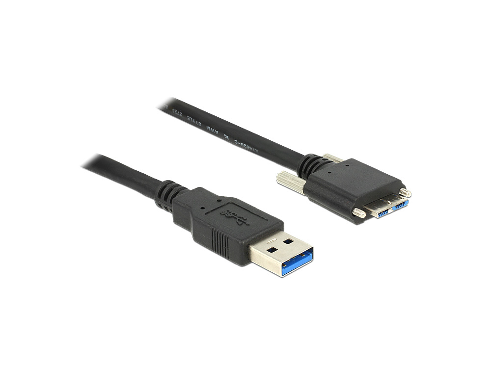 Anschlusskabel USB 3.0 Stecker A an Micro Stecker B mit Schrauben, schwarz, 3m