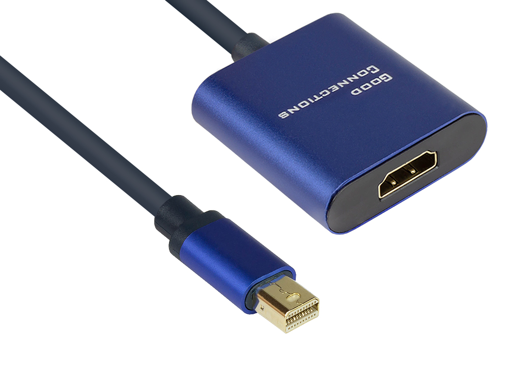 Adapter Mini DisplayPort 1.4 Stecker an HDMI 2.0 Buchse, 4K UHD @60Hz, Aluminium-Gehäuse, ca. 20cm