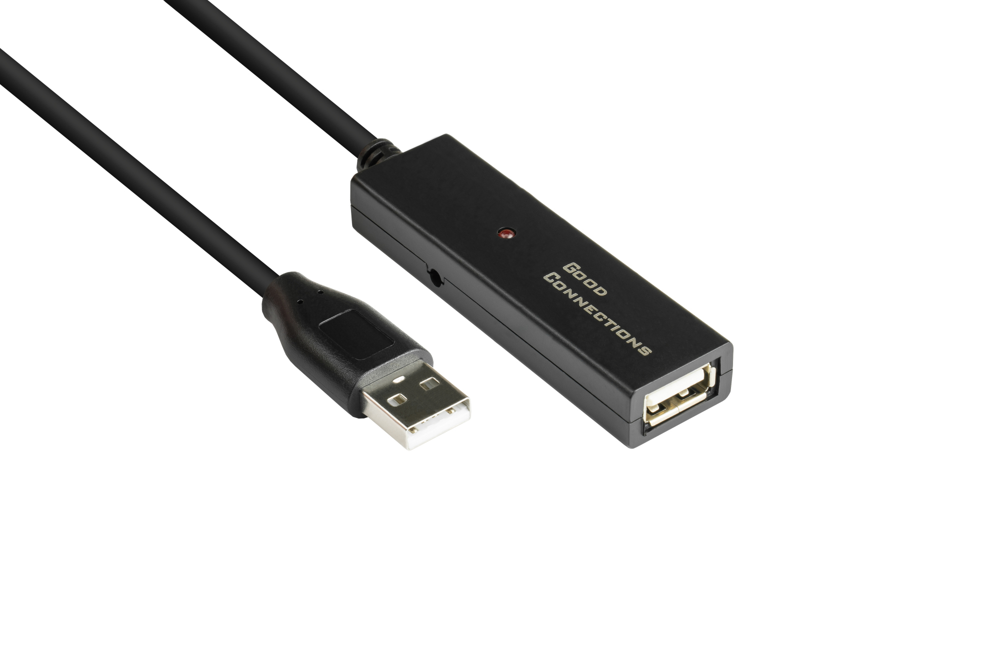 AKTIVES Verlängerungskabel USB 2.0, Stecker A an Buchse A, CU, schwarz, 5m
