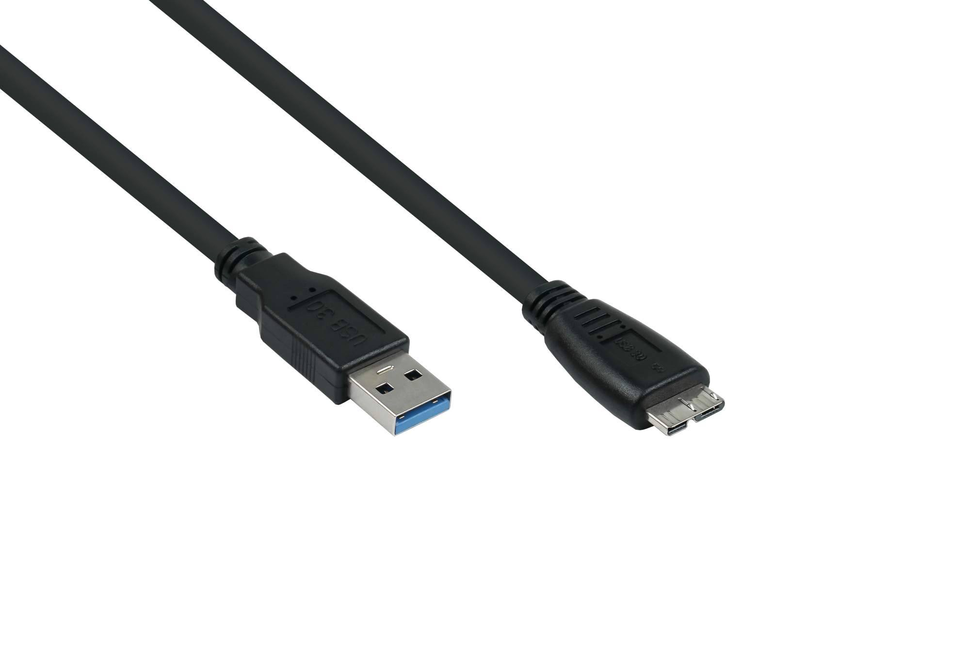 USB 3.0 Kabel Stecker A an Stecker Micro B, Premium, AWG28 / AWG24, UL, KUPFER, schwarz, 1m