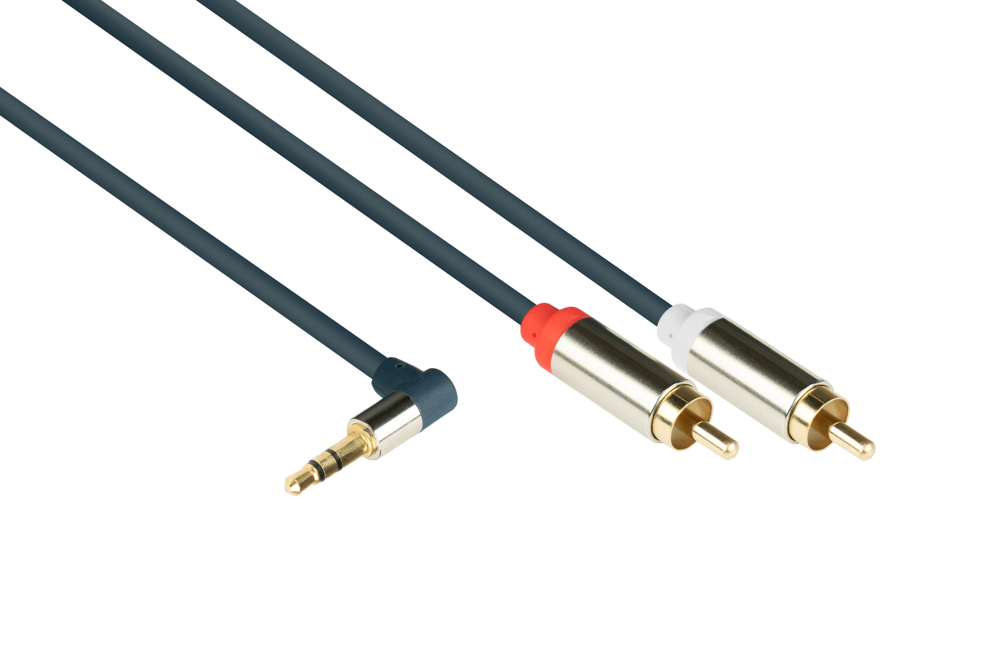 Audio Anschlusskabel SmartFLEX, 3-poliger 3,5mm Klinkenst gewinkelt an 2x Cinch St., dunkelblau, 5m
