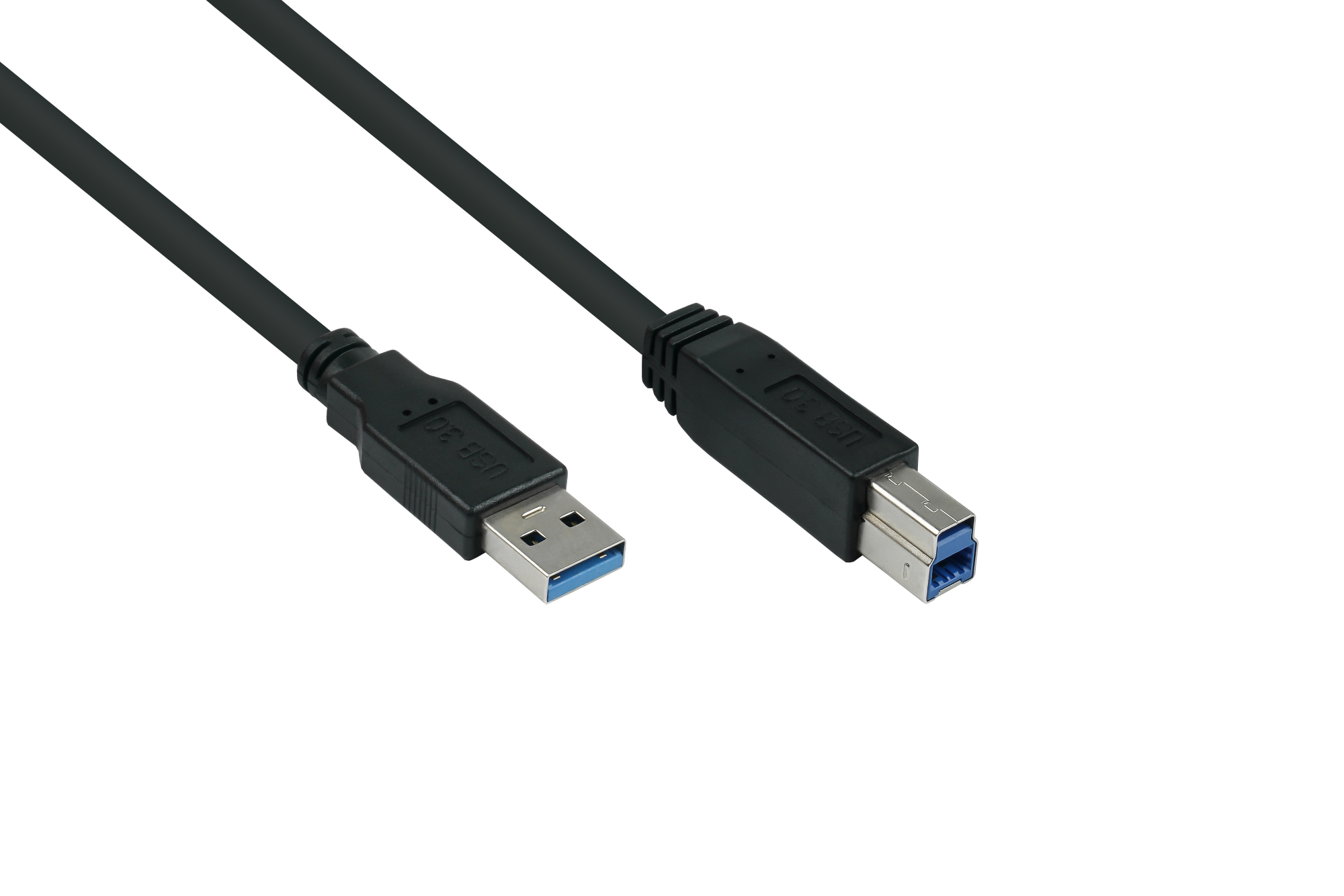 USB 3.0 Kabel Stecker A an Stecker B, Premium, AWG28 / AWG24, UL, KUPFER, schwarz, 1,8m