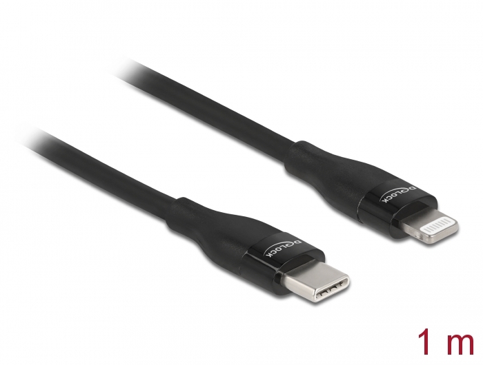Daten- und Ladekabel USB Type-C™ zu Lightning™ für iPhone™, iPad™ und iPod™ schwarz 1 m MFi, Delock® [86637]