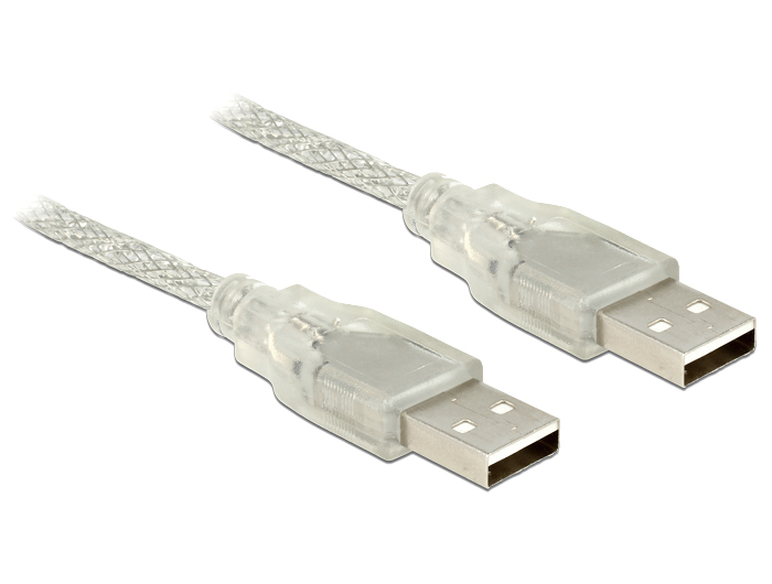 Anschlusskabel USB 2.0 A Stecker an USB 2.0 A Stecker, transparent, 5m