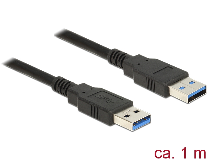 Kabel USB 3.0 Typ-A Stecker an USB 3.0 Typ-A Stecker, schwarz, 1,0m