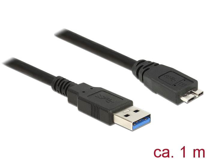 Kabel USB 3.0 Typ-A Stecker an USB 3.0 Typ Micro-B Stecker, schwarz, 1,0m