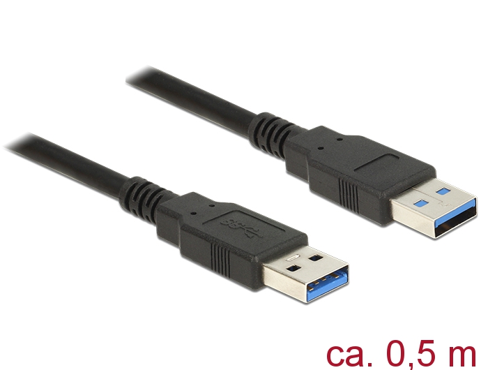 Kabel USB 3.0 Typ-A Stecker an USB 3.0 Typ-A Stecker, schwarz, 0,5m