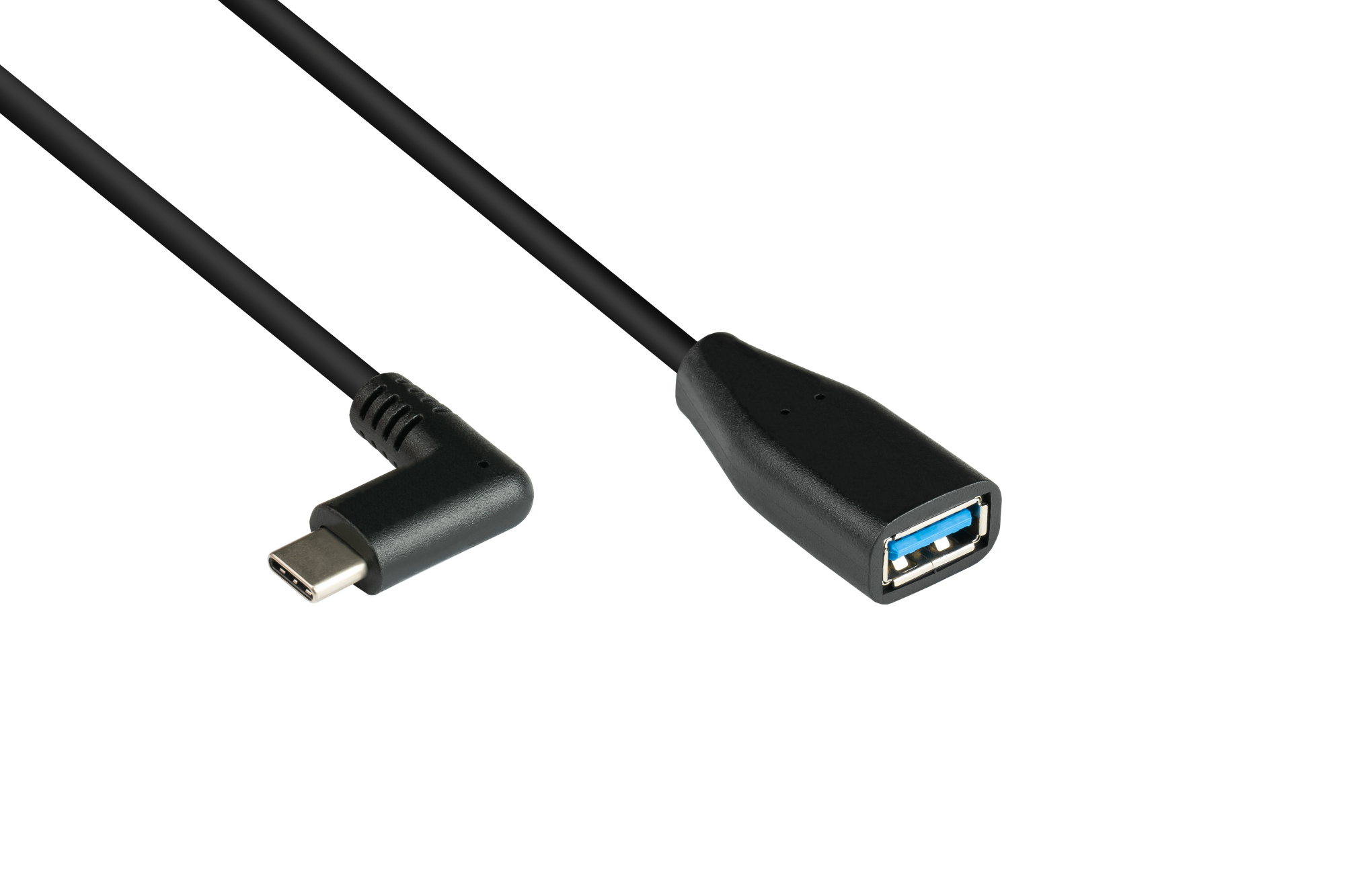 Adapterkabel USB 3.2 Gen.1 / USB 3.0 OTG, USB-C™ St seitl. gew. an USB A Bu, schwarz, 0,1m