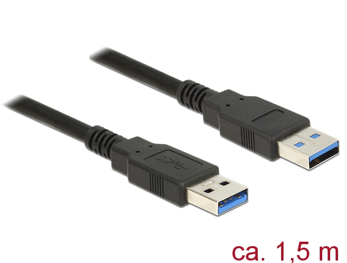 Kabel USB 3.0 Typ-A Stecker an USB 3.0 Typ-A Stecker, schwarz, 1,5m
