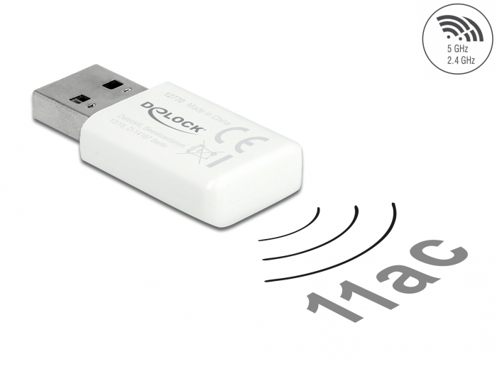 USB 3.0 Dualband WLAN ac/a/b/g/n Micro Stick 867 + 300 Mbps, Delock® [12770]