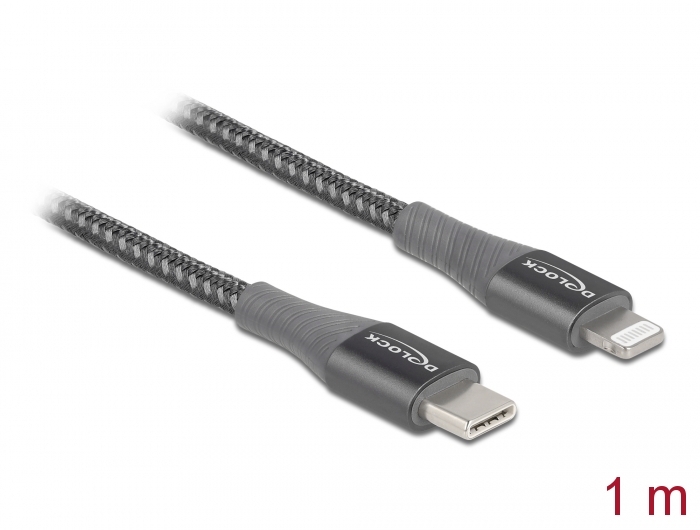 Daten- und Ladekabel USB Type-C™ zu Lightning™ für iPhone™, iPad™ und iPod™ grau 1 m MFi