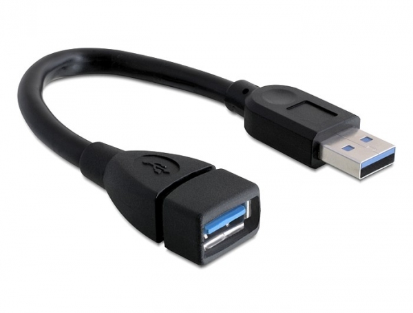 USB 3.0 Verlängerungskabel Stecker A Buchse A, schwarz, 0,15m