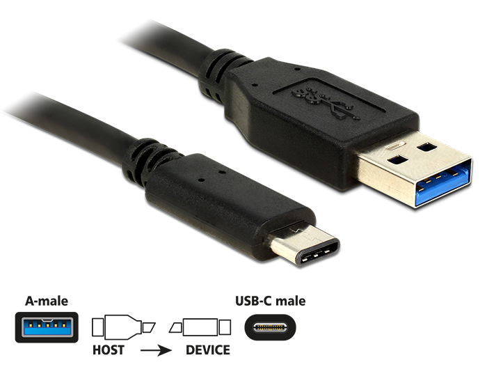 Kabel SuperSpeed USB 10 Gbps Typ-A Stecker an USB Type-C™ Stecker 0,5 m schwarz