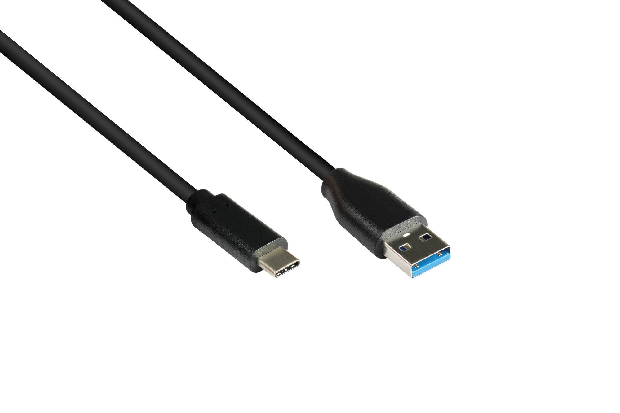 Anschlusskabel USB 3.2 Gen.2 (10GBit/s / 3A), Stecker A an USB-C™ Stecker, CU, schwarz, 1m