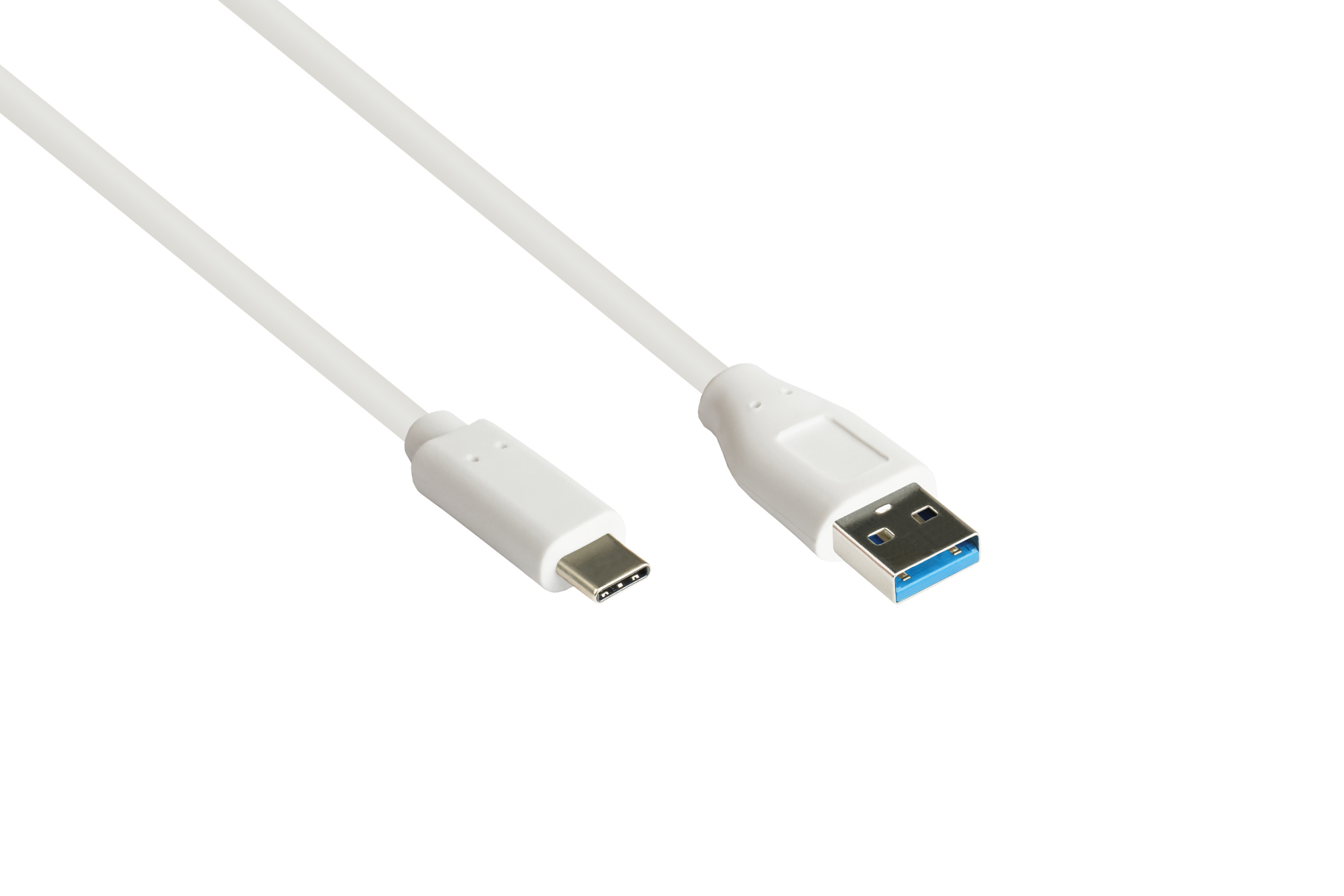 Anschlusskabel USB 3.2 Gen.2 (10GBit/s / 3A), Stecker A an USB-C™ Stecker, CU, weiß, 0,5m