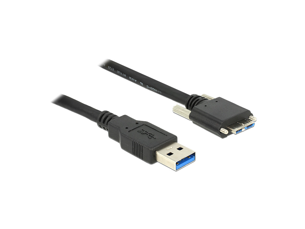 Anschlusskabel USB 3.0 Stecker A an Micro Stecker B mit Schrauben, schwarz, 2m