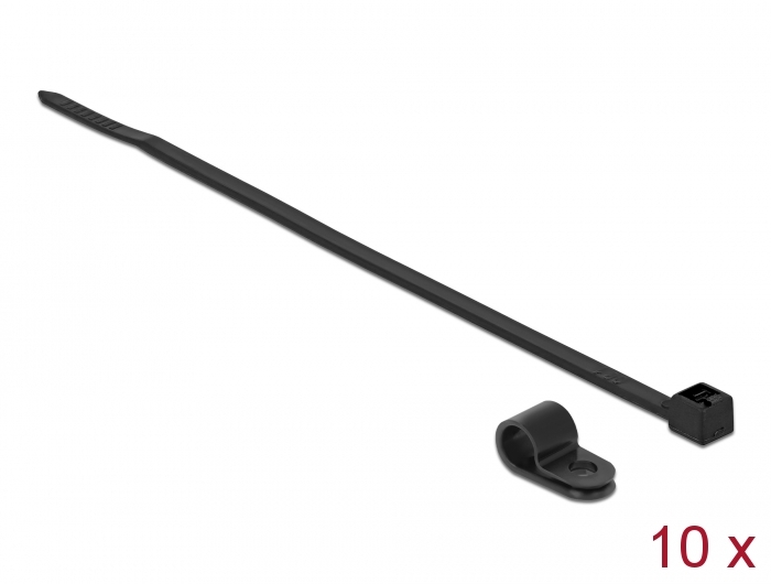 Befestigungsschelle 6,4 mm mit Kabelbinder L 200 x B 3,6 schwarz