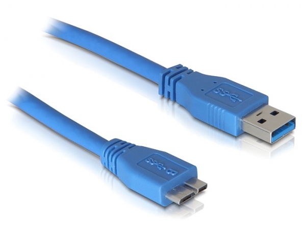 USB 3.0 Anschlusskabel Stecker A an Steck Micro B, blau, 1m