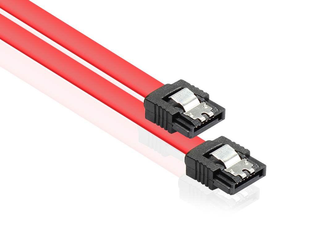 Anschlusskabel SATA 6 Gb/s mit Metallclip, rot, 0,5m