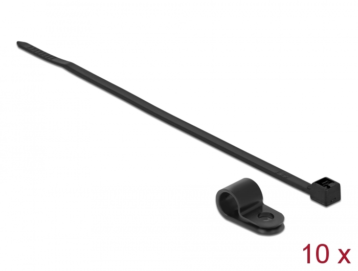Befestigungsschelle 7,9 mm mit Kabelbinder L 250 x B 3,6 schwarz