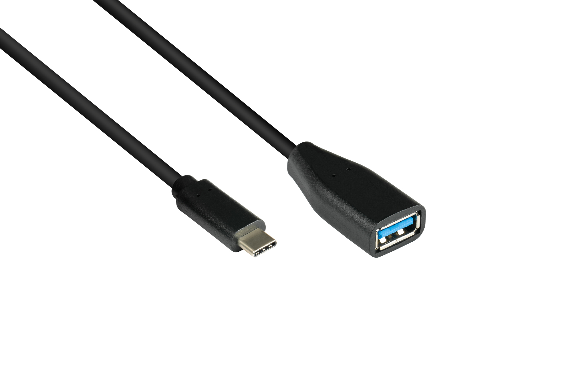 Adapterkabel USB 3.2 Gen.1 / USB 3.0 OTG (On-the-go), USB-C™ St an USB A Bu, schwarz, 0,1m