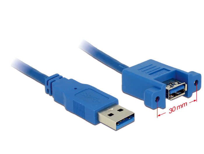 Kabel USB 3.0 Typ-A Stecker an USB 3.0 Typ-A Buchse zum Einbau 1m