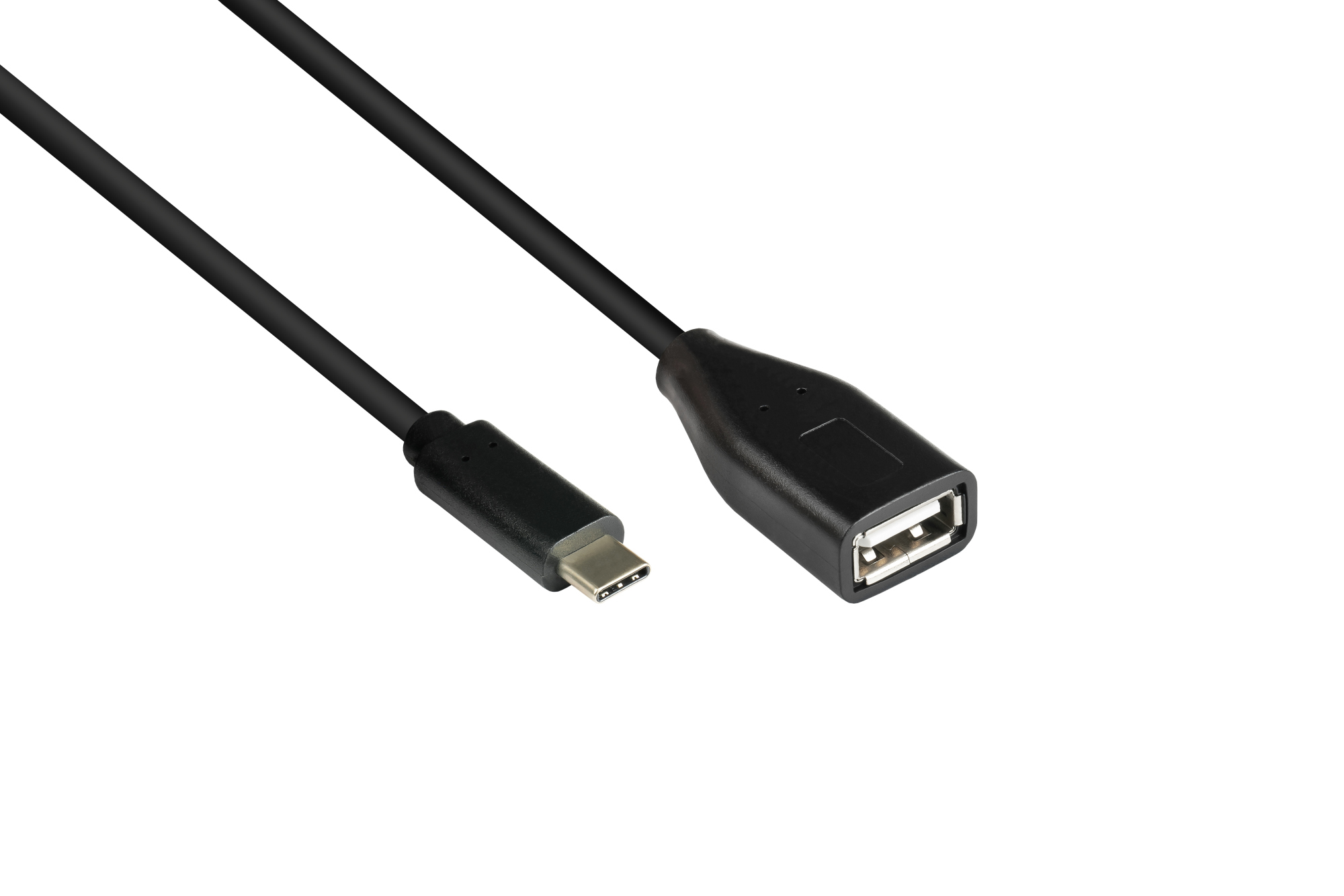Adapterkabel USB 2.0 OTG (On-the-go), USB-C™ Stecker an USB A Buchse, schwarz, 0,1m