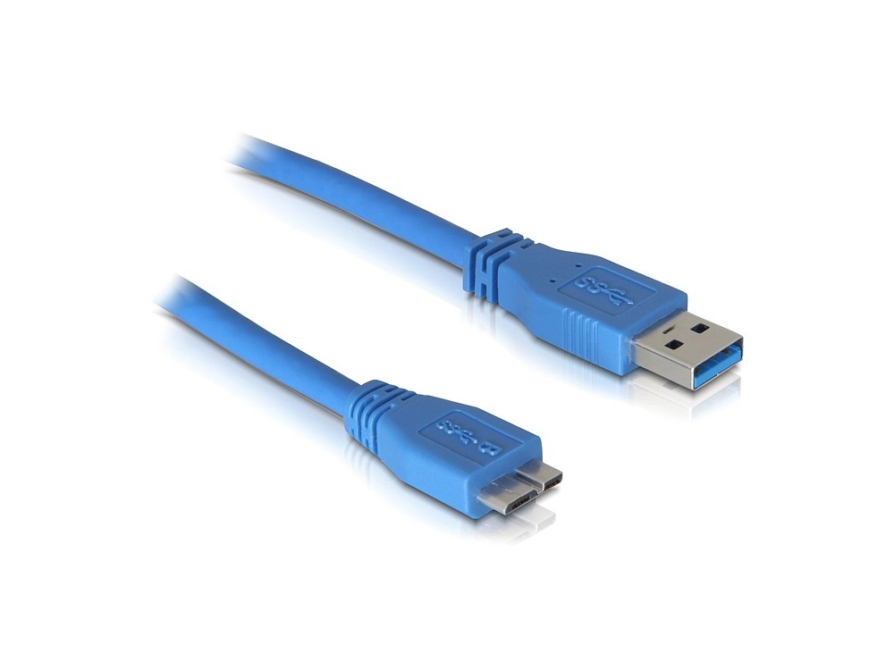 Anschlusskabel USB 3.0 Stecker A an Stecker Micro B, blau, 5m