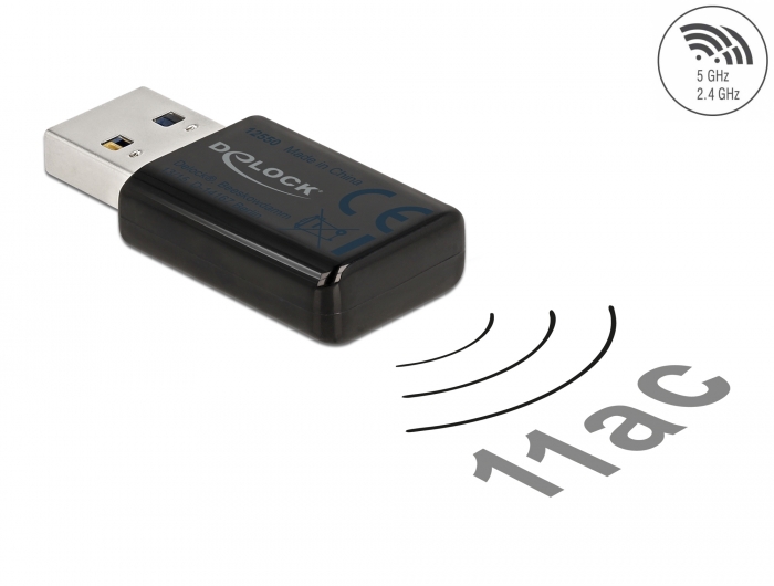 USB 3.0 Dualband WLAN ac/a/b/g/n Micro Stick 867 + 300 Mbps, Delock® [12550]