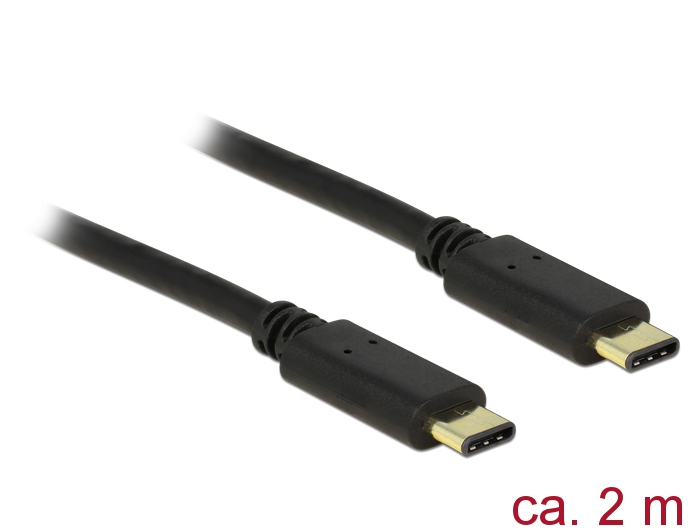 Kabel USB 2.0 Type-C Stecker an USB 2.0 Type-C Stecker, schwarz, 2m