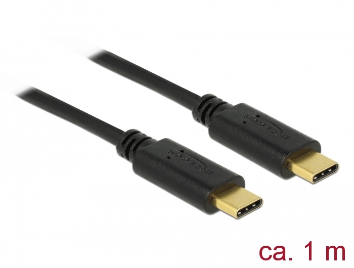 USB 2.0 Kabel Type C™ zu Type C™, 5A E-Marker, schwarz, 1m