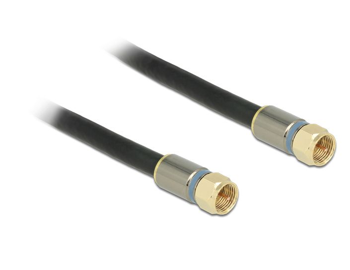 Antennenkabel, F-Stecker an F-Stecker RG-6/U, Vierfachschirmung, Premium, schwarz, 7,5m