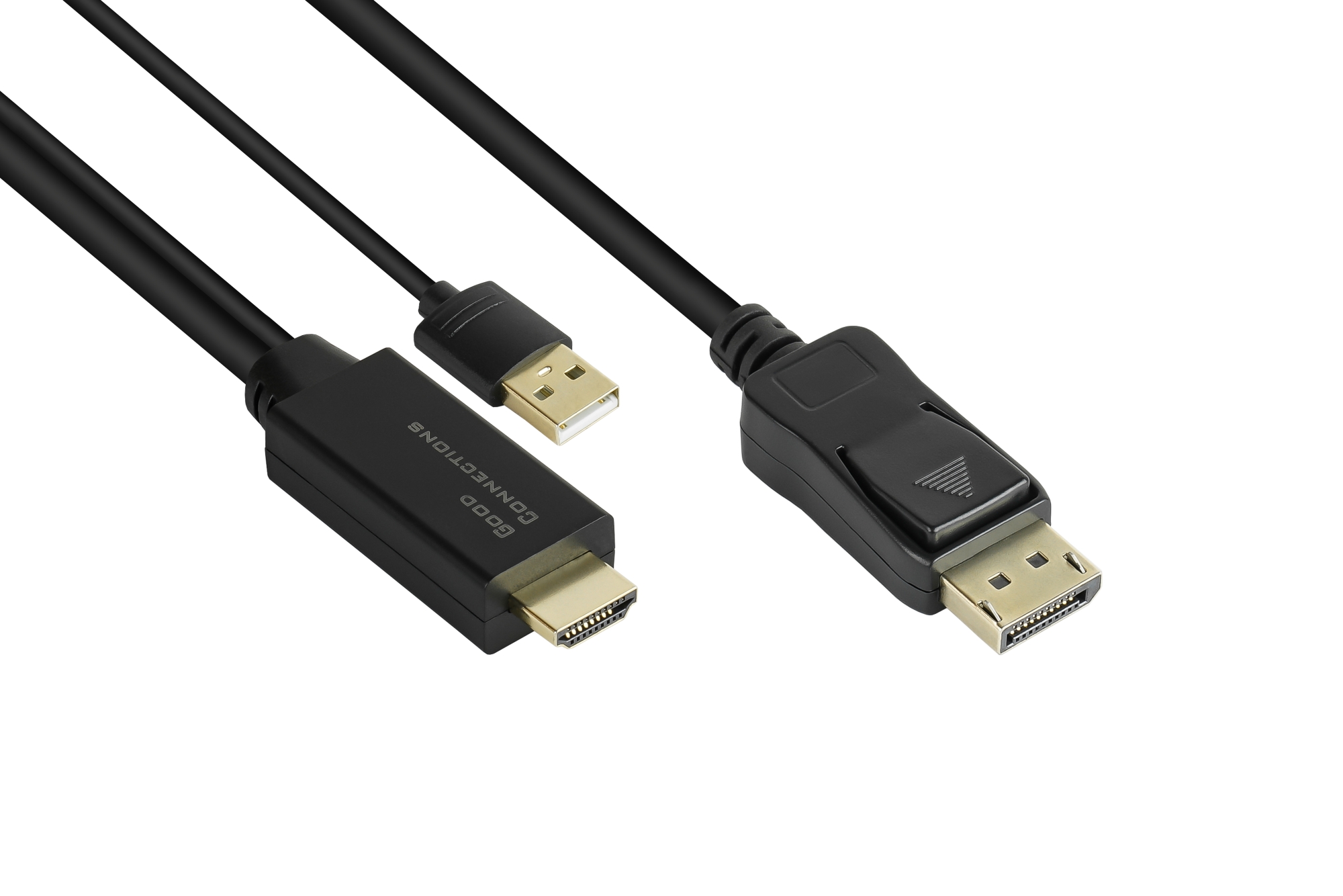 Adapterkabel HDMI 2.0b Stecker an DisplayPort 1.2 Stecker, 4K @60Hz, USB Power, schwarz, 1m