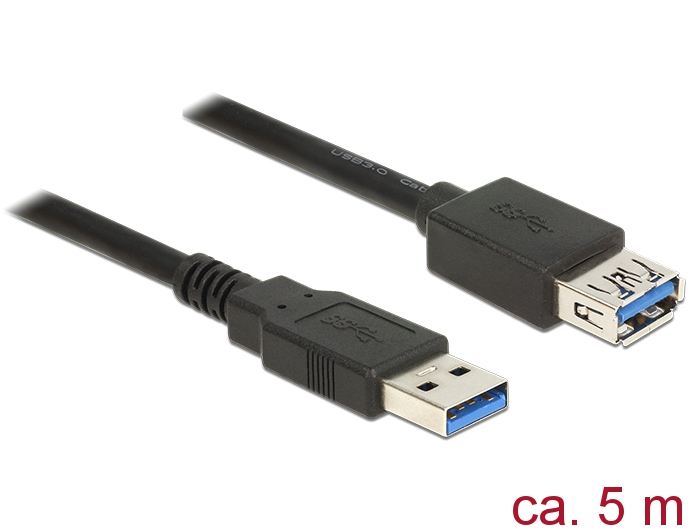 Verlängerungskabel USB 3.0 Typ-A Stecker an USB 3.0 Typ-A Buchse, schwarz, 5,0m