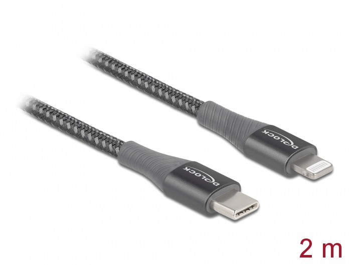 Daten- und Ladekabel USB Type-C™ zu Lightning™ für iPhone™, iPad™ und iPod™ grau 2 m MFi
