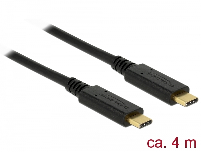 USB 2.0 Kabel Type C™ zu Type C™, 5A E-Marker, schwarz, 4m