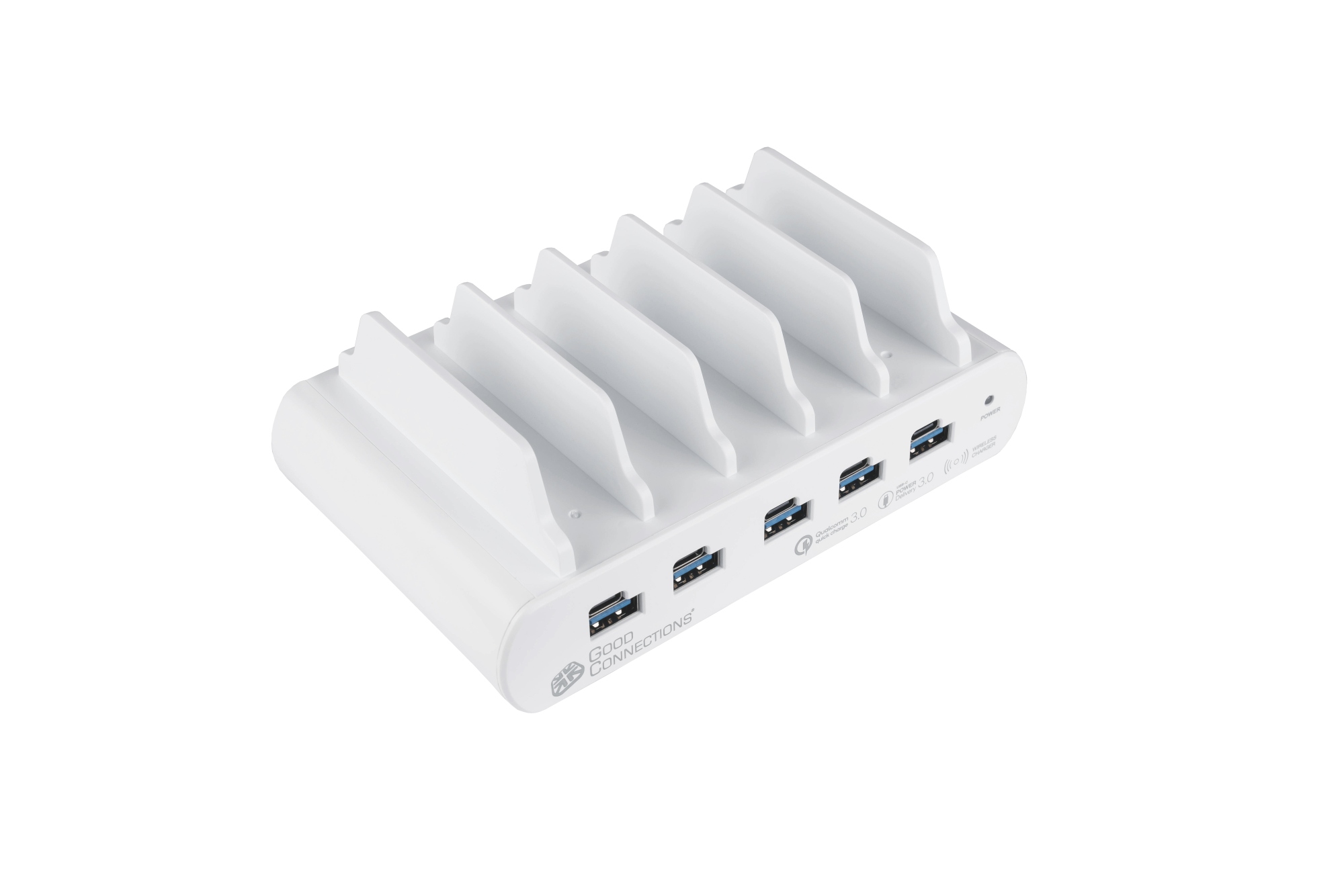 USB-Desktop-Schnellladestation 110W, 10-Port (5x USB-C™ und 5x USB-A), PD 3.0, QC 3.0, weiß