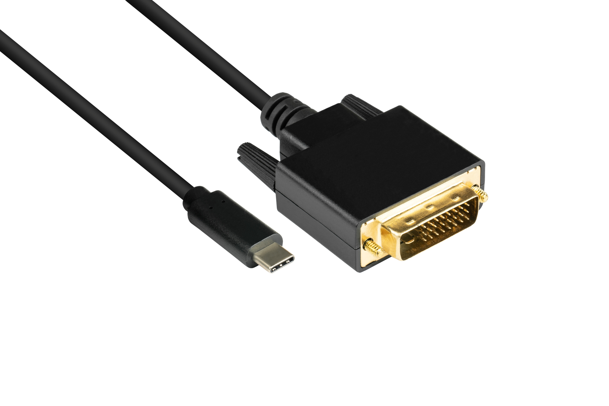 Adapterkabel USB-C™ Stecker an DVI 24+1 Stecker, CU, schwarz, 2m