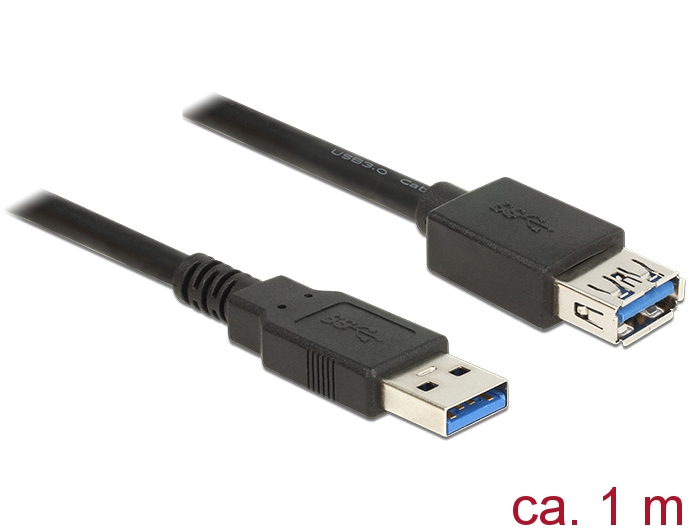 Verlängerungskabel USB 3.0 Typ-A Stecker an USB 3.0 Typ-A Buchse, schwarz, 1,0m