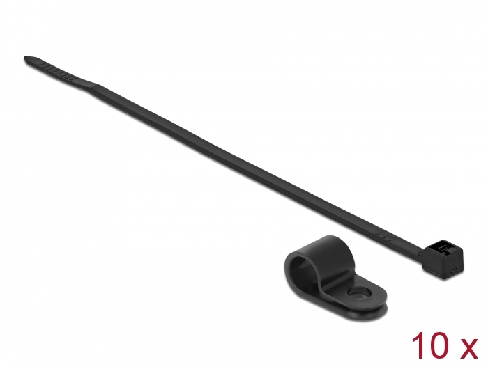 Befestigungsschelle 9,5 mm mit Kabelbinder L 200 x B 4,8 schwarz