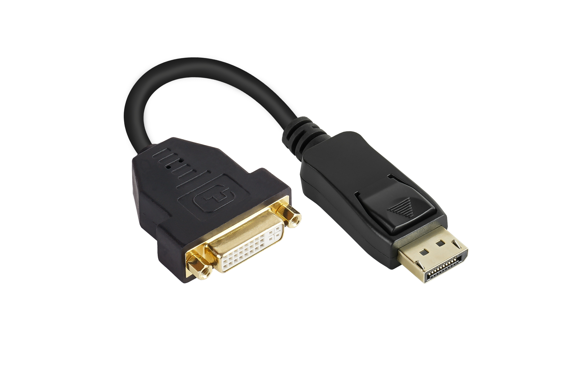 Adapterkabel DisplayPort 1.2 Stecker an DVI-I 24+5 Buchse, schwarz, 0,2m