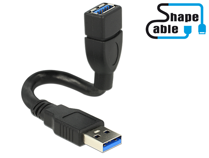 Kabel USB 3.0 A Stecker an USB 3.0 A Buchse ShapeCable 0,15m