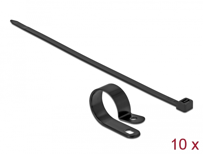 Befestigungsschelle 25,4 mm mit Kabelbinder L 300 x B 7,2 schwarz