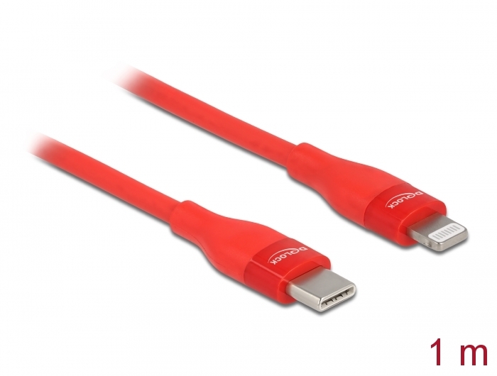 Daten- und Ladekabel USB Type-C™ zu Lightning™ für iPhone™, iPad™ und iPod™ rot 1 m MFi, Delock® [86634]